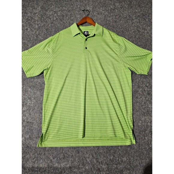 FootJoy Other - FJ FootJoy Mens Golf Polo Shirt Lime Green Black Stripes Performance XL